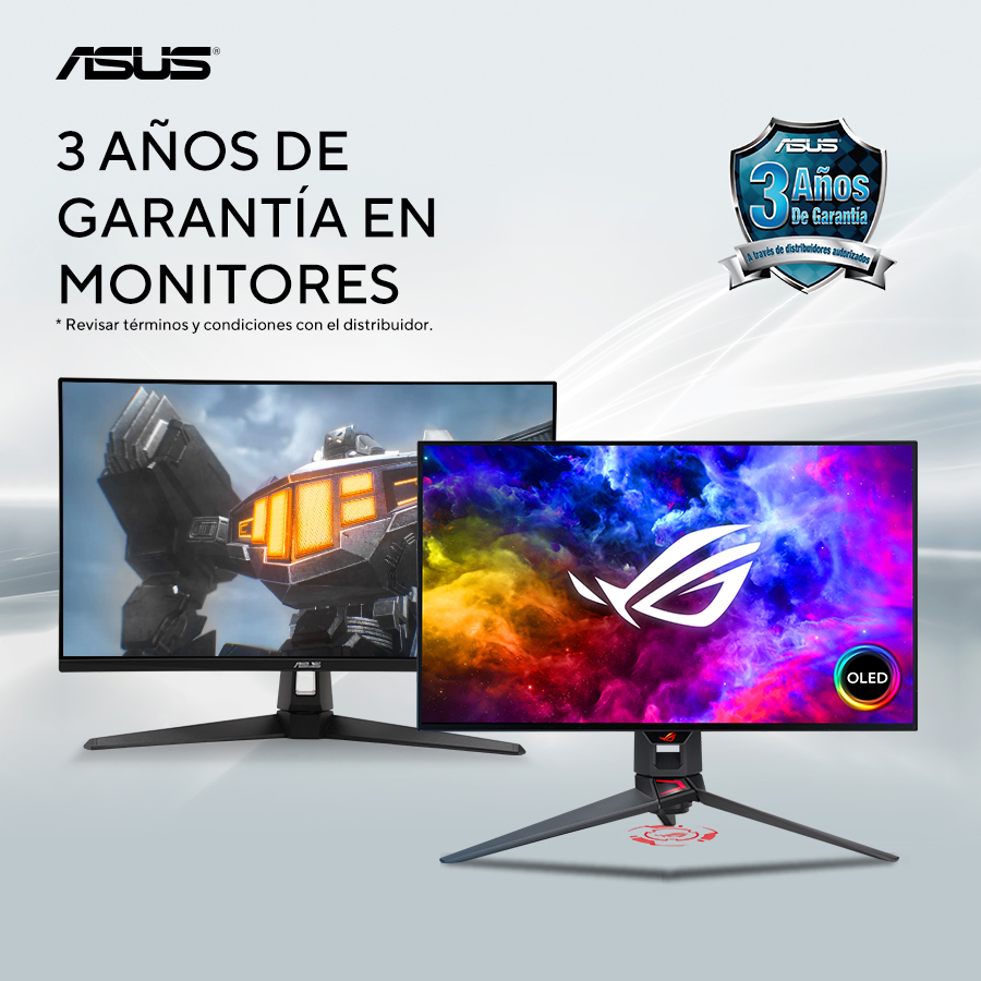 Monitores Tuf Gaming Rog 3 años sde garantía para Monitores Tuf Gaming Rog