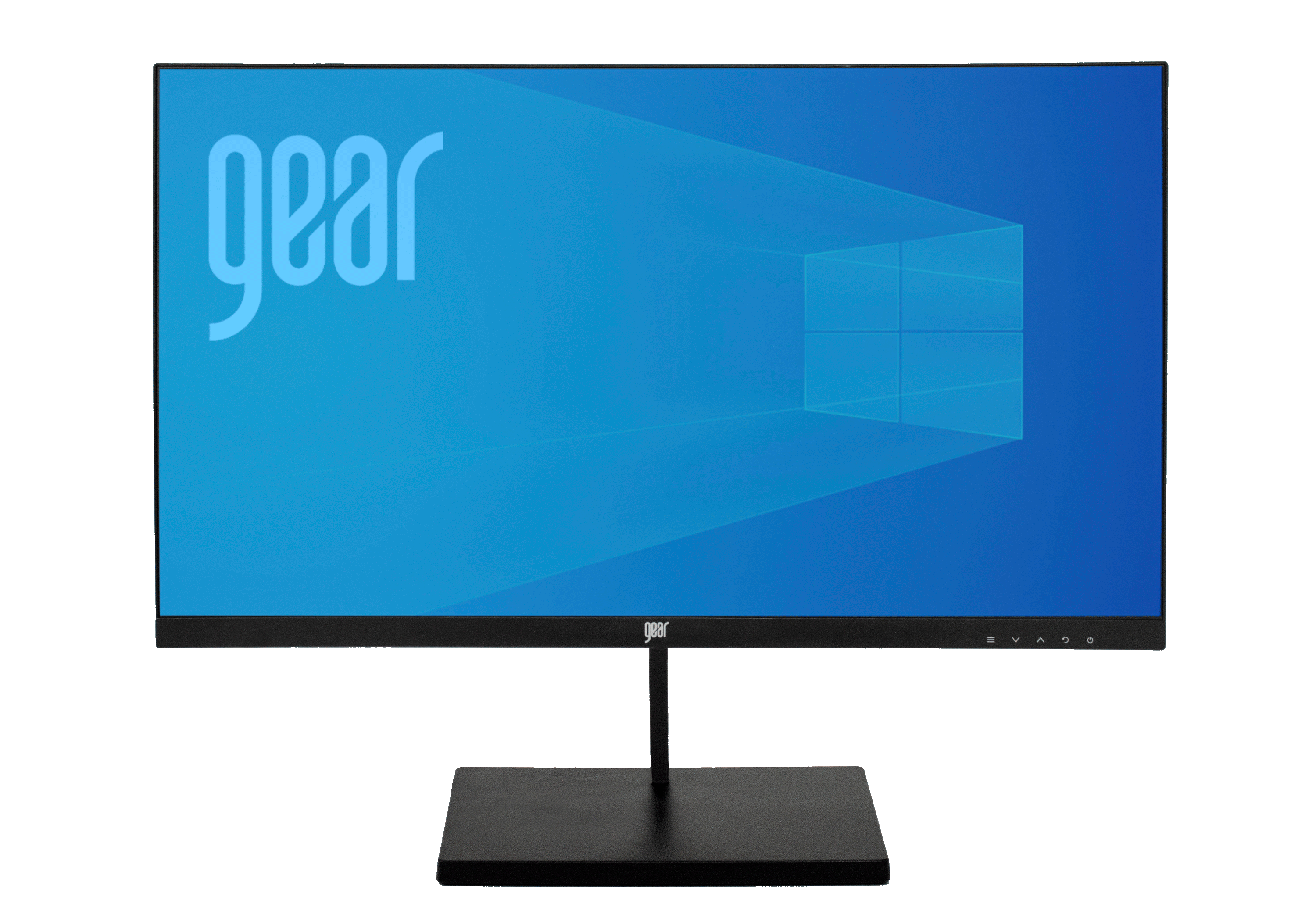 Monitor Gear Full HD, Panel IPS Vista frontal del monitor Full HD con panel IPS, ideal para trabajo y entretenimiento.