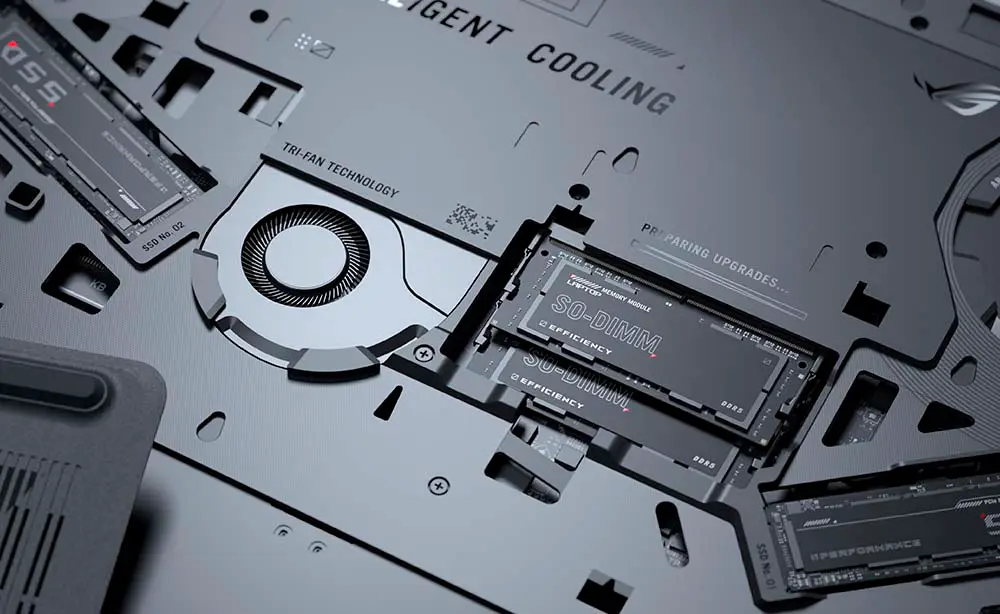 Notebook ROG Strix SCAR 18 Windows 11 Negro + Mochila + Mouse Notebook ASUS U9 ARL HX mostrando los puertos de conexión USB-C, HDMI y audio