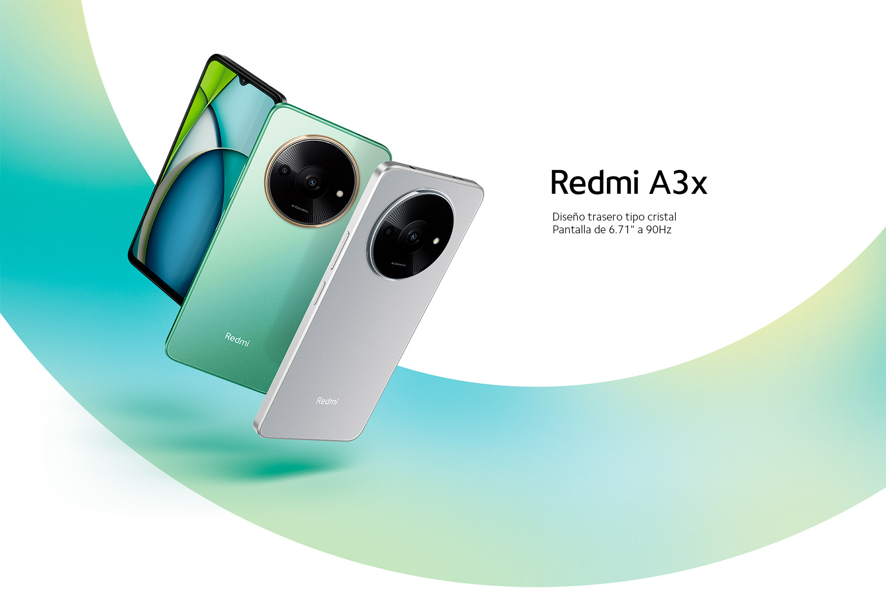 Celular Redmi A3x 64GB/3GB Negro Liberado Redmi A3X negro liberado frontal con pantalla encendida en vista clara, smartphone de 6.52 pulgadas, cámara trasera dual y diseño elegante