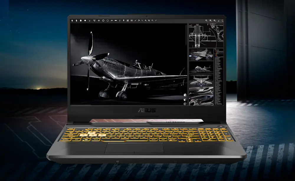 Notebook Gamer ROG Strix SCAR 16 Windows 11 + Mochila Notebook ASUS U9 ARL HX en ángulo diagonal mostrando diseño estilizado y pantalla brillante