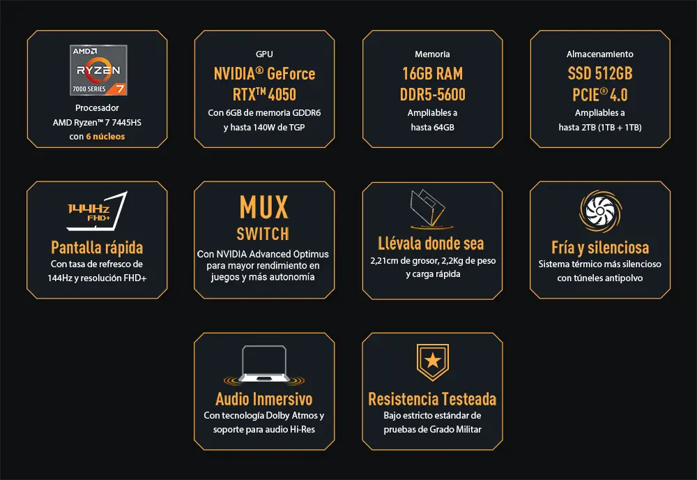 Notebook Gamer ROG Strix SCAR 16 Windows 11 + Mochila Vista trasera del Notebook ASUS U9 ARL HX mostrando la tapa con logo ASUS