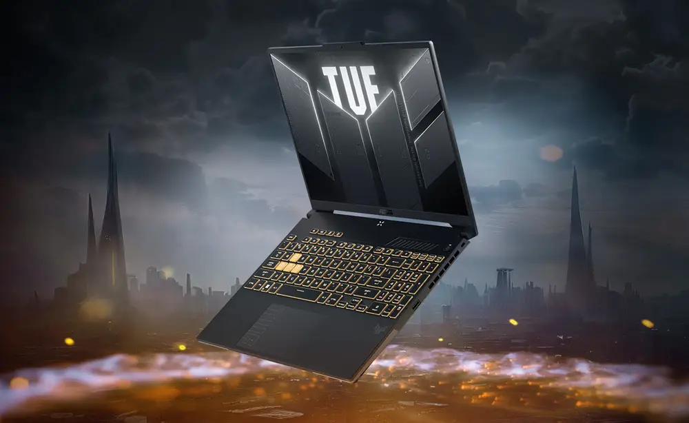 Notebook Gamer ROG Strix SCAR 16 Windows 11 + Mochila Vista superior del Notebook ASUS U9 ARL HX cerrado sobre una mesa de trabajo