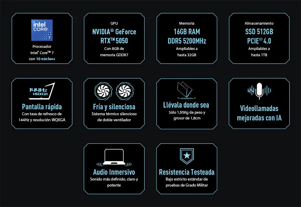 Notebook Gamer ASUS V16 Gaming Intel Core 7 Notebook Intel Core i7 delgada y liviana vista lateral