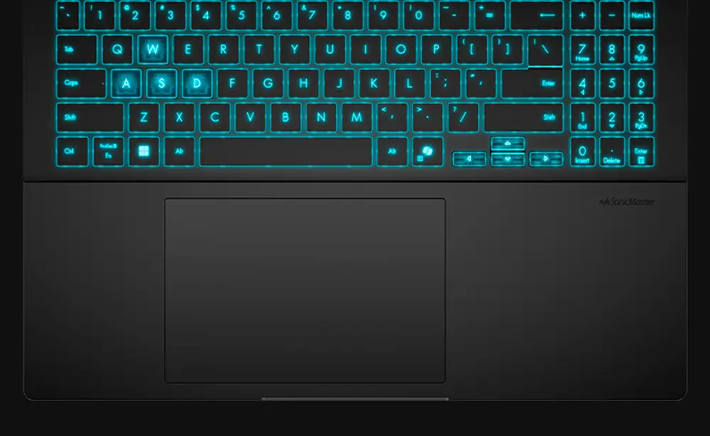 Notebook Gamer ASUS V16 Gaming Intel Core 7 Notebook con procesador Intel Core i7 pantalla encendida mostrando interfaz moderna