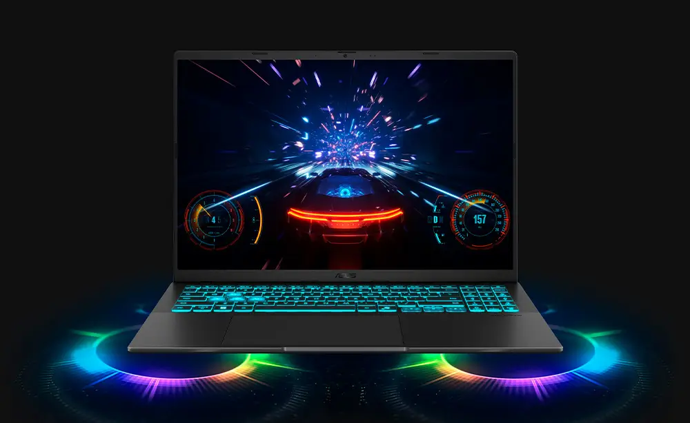 Notebook Gamer ASUS V16 Gaming Intel Core 7 Notebook Intel Core i7 vista trasera con diseño elegante