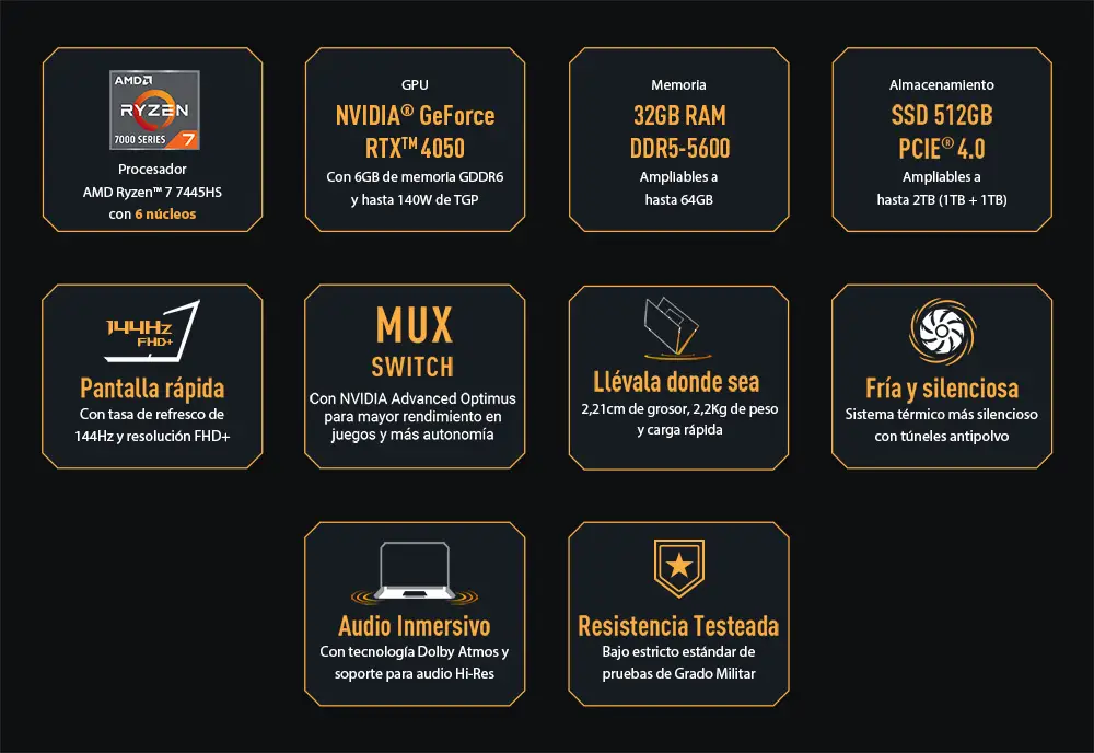 Notebook Gamer ROG Strix SCAR 16 Windows 11 + Mochila Vista trasera del Notebook ASUS U9 ARL HX mostrando la tapa con logo ASUS